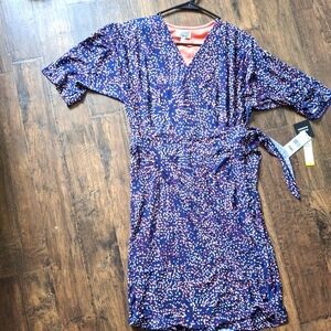 Brand new Robbie Bee Petite medium Printed 3/4-Sleeve Faux-Wrap Dress
